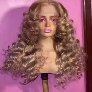 24” Ash Blonde Curly Frontal Wig | 200% Density